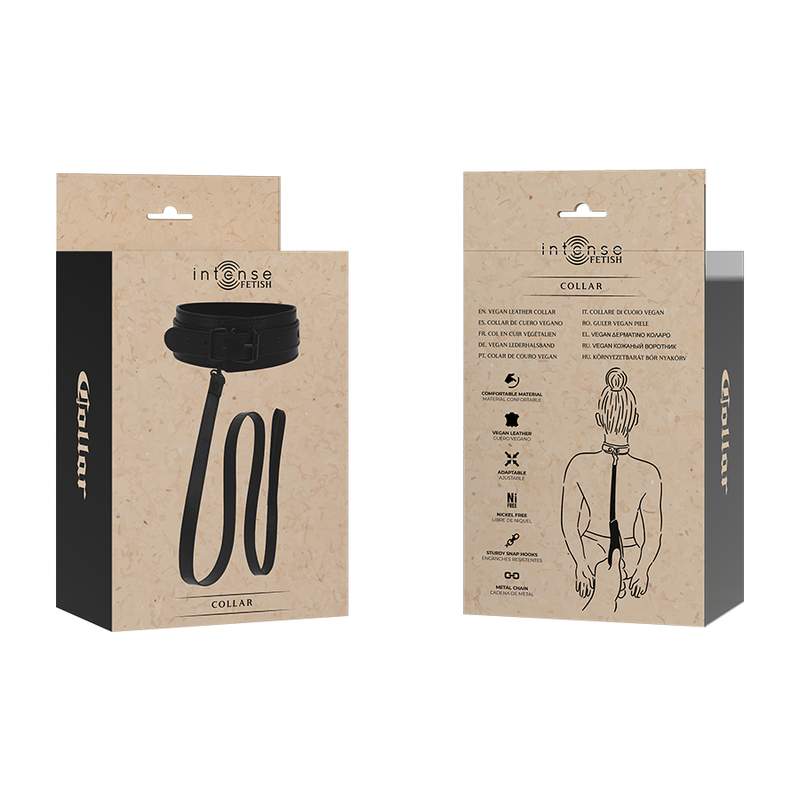 Collare BDSM in Pelle Vegana Intense Fetish — Regolabile
