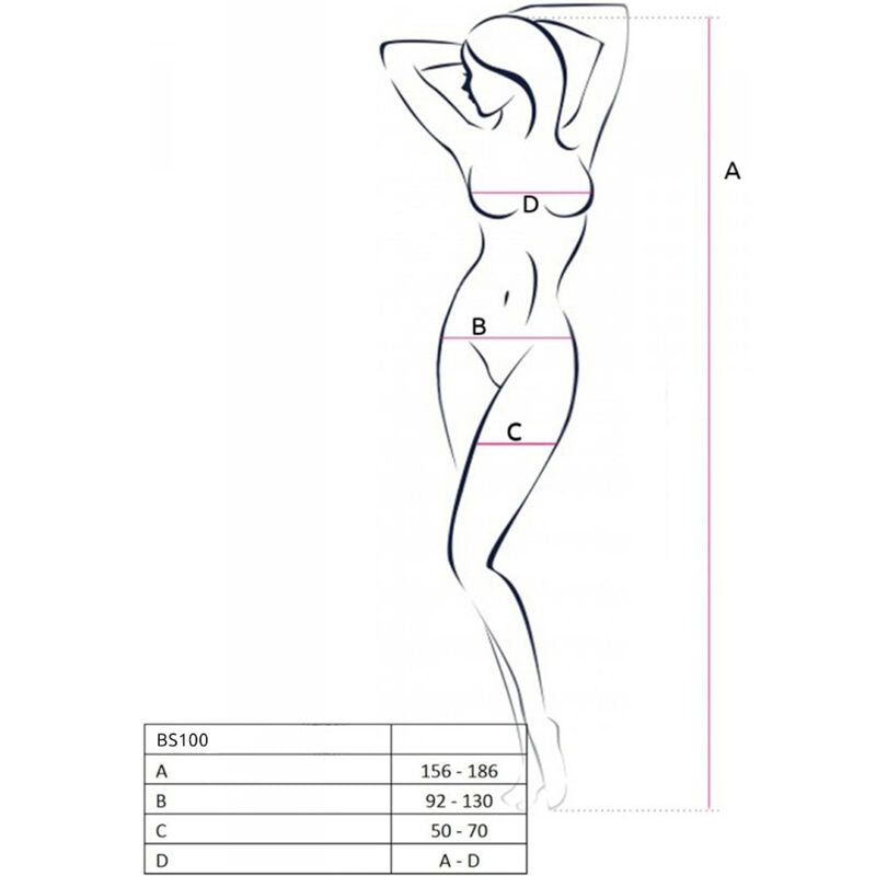 Bodystocking Erotico Passion BS100 — Nero, Taglia Unica