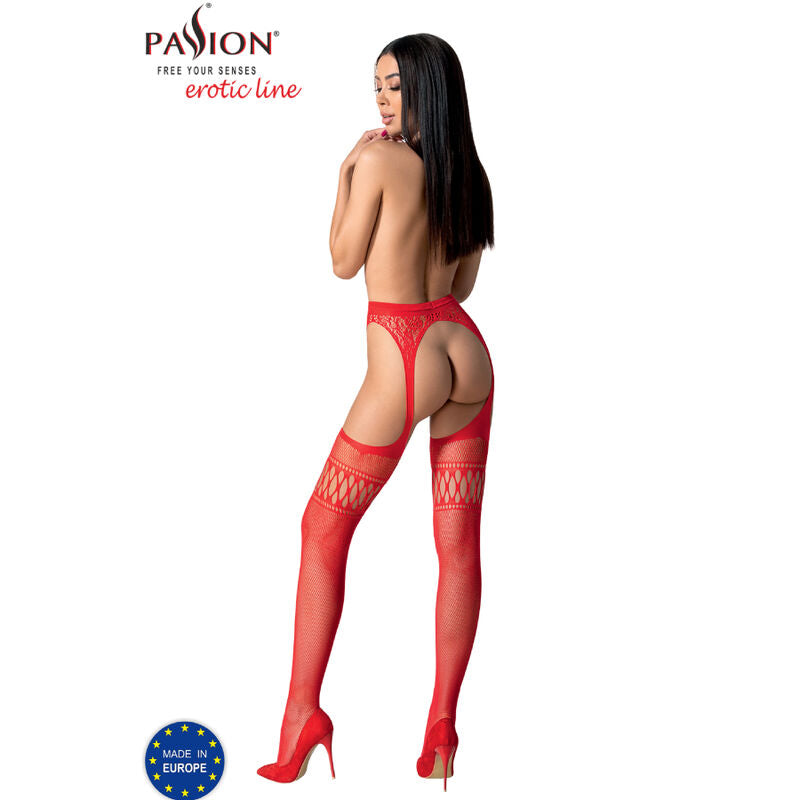Calze con Giarrettiera Passion S026 — Taglia Unica, Rosse