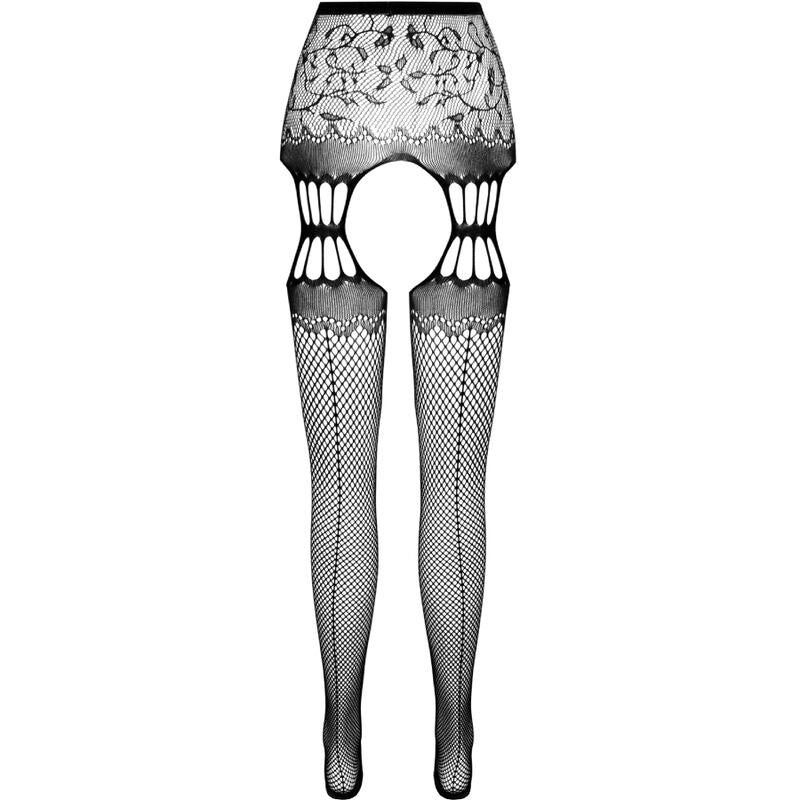 Collant con Giarrettiera Passion S027 — Taglia Unica, Nero