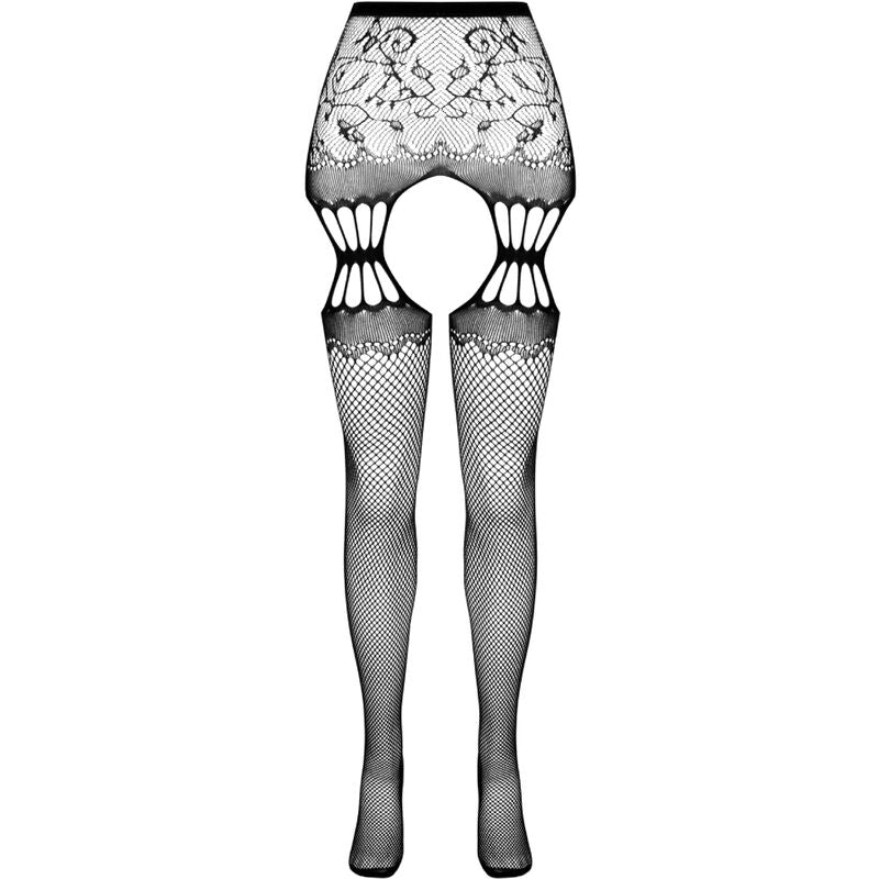 Collant con Giarrettiera Passion S027 — Taglia Unica, Nero