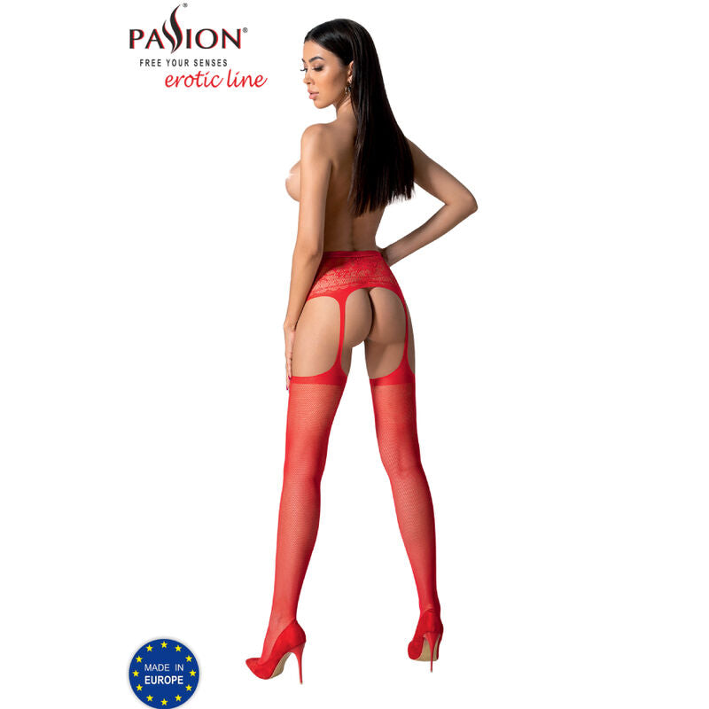 Calze con Giarrettiera Passion S028 — Rosse, Taglia Unica
