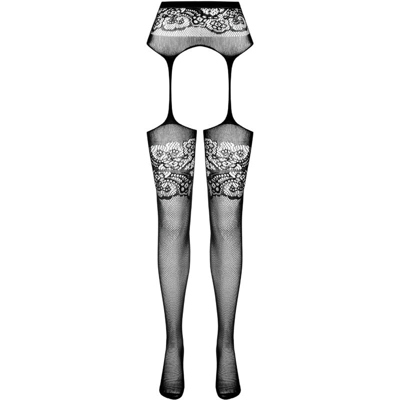 Collant con Giarrettiera Passion S029 — Taglia Unica, Nero