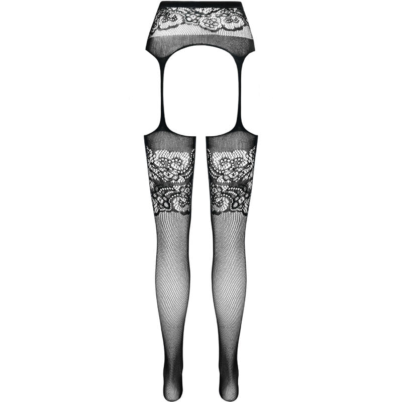 Collant con Giarrettiera Passion S029 — Taglia Unica, Nero
