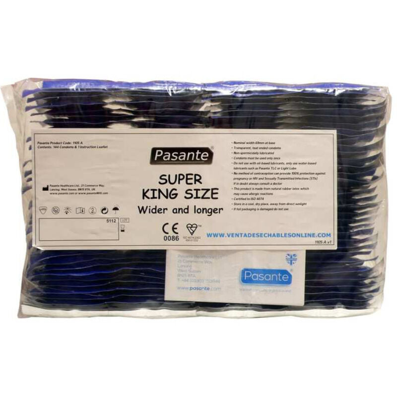 Preservativi XXL Pasante Super King — Taglia Extra Large, 144 pz