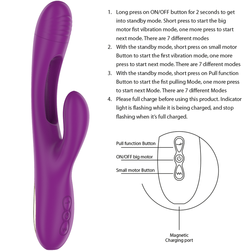 Vibratore Rabbit Ricaricabile Intense Apolo — 7 Modalità, Viola