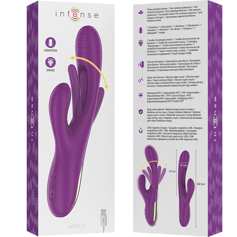 Vibratore Rabbit Ricaricabile Intense Apolo — 7 Modalità, Viola