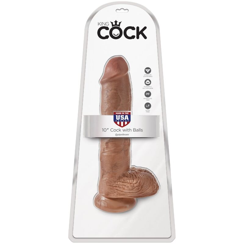 Dildo Realistico con Sfere King Cock — 19.8 cm, Caramel
