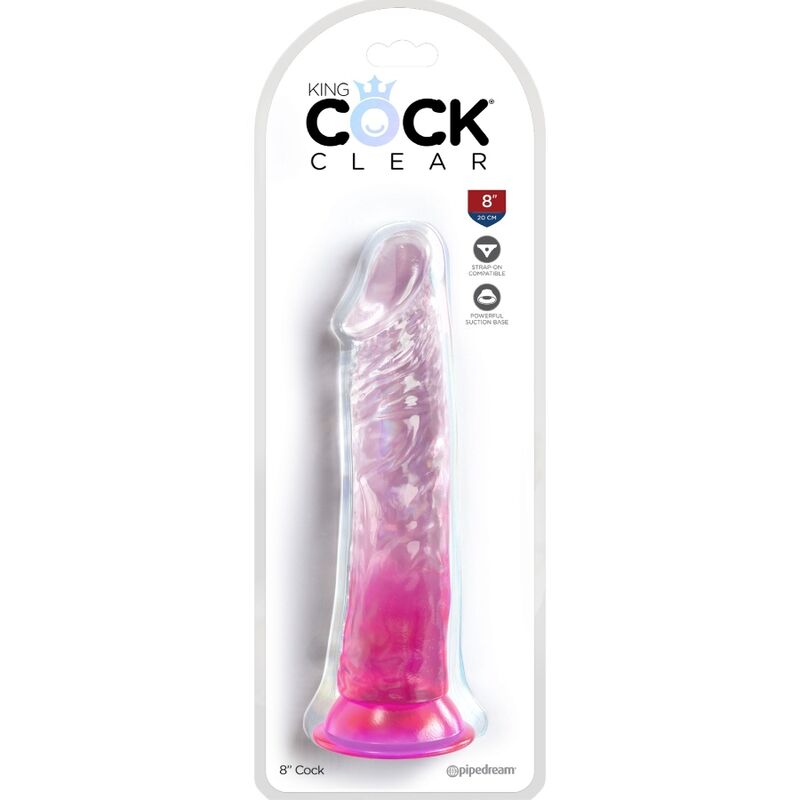 Dildo Realistico Traslucido King Cock Clear — 19,7 cm Rosa