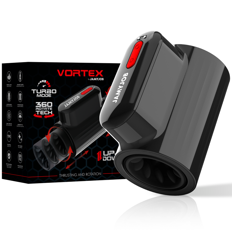Masturbatore Maschile Turbo Jamyjob Vortex — Spinta e Rotazione 360°