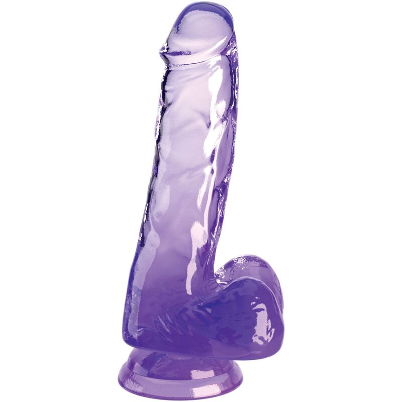 Dildo Realistico King Cock Clear — con Sfere, 13.5 cm, Viola