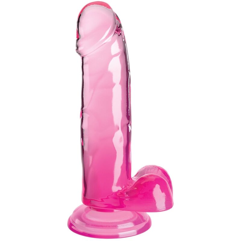Dildo Realistico King Cock Clear — con Sfere, 15 cm Rosa