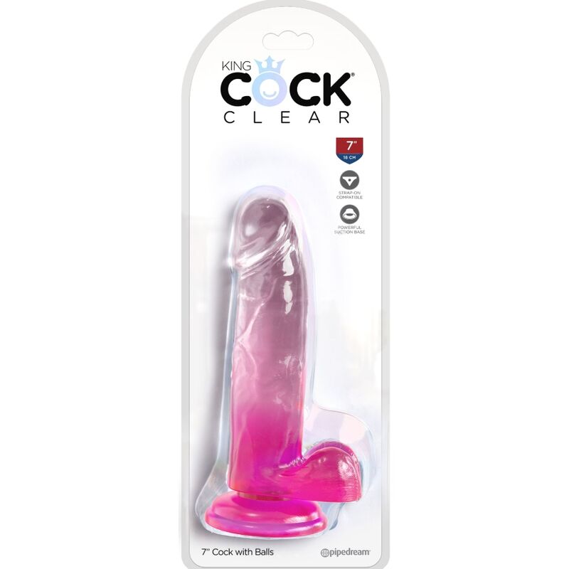 Dildo Realistico King Cock Clear — con Sfere, 15 cm Rosa