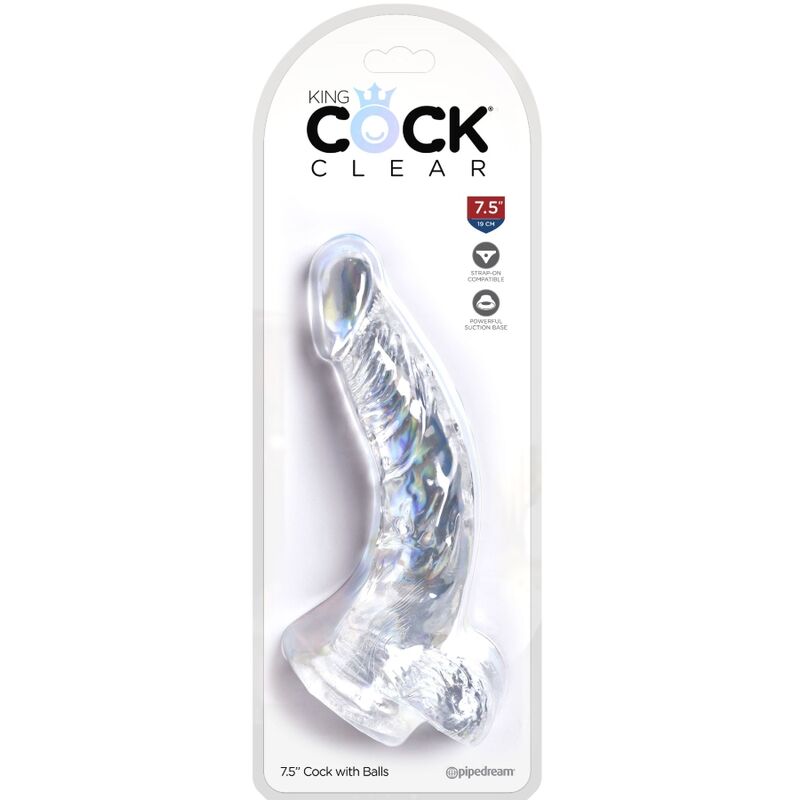 Dildo Realistico con Sfere King Cock Clear — 16,5 cm