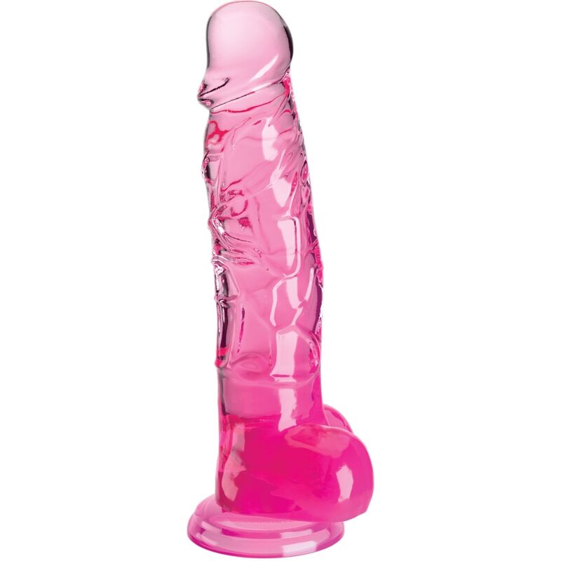 Dildo Realistico King Cock Clear — con Sfere, 16.5 cm Rosa