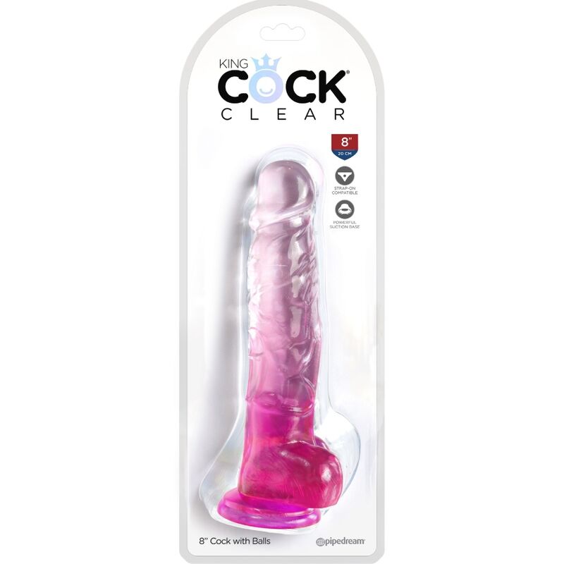 Dildo Realistico King Cock Clear — con Sfere, 16.5 cm Rosa