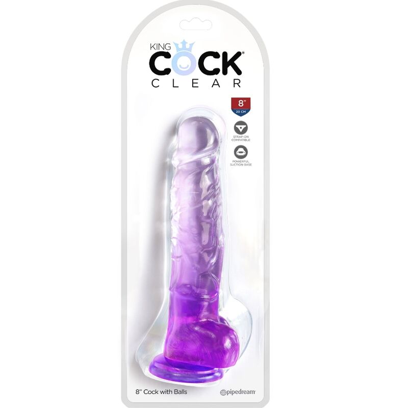 Dildo Realistico con Sfere King Cock Clear — 16.5 cm Viola