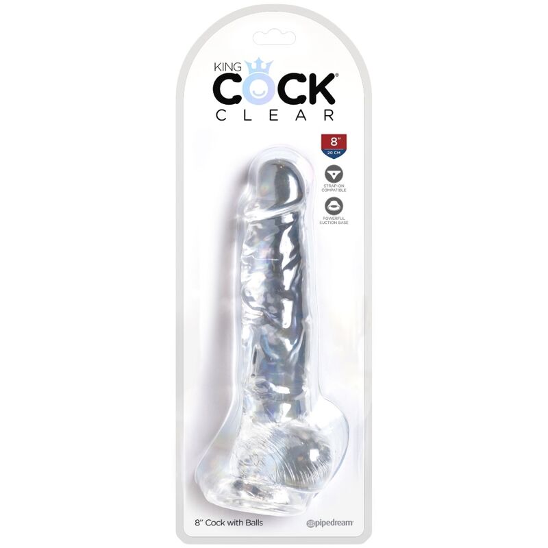 Dildo Realistico con Sfere King Cock Clear — Trasparente 16.5 cm