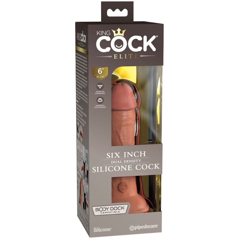 Dildo Realistico Silicone Dual Density King Cock Elite — 15 cm