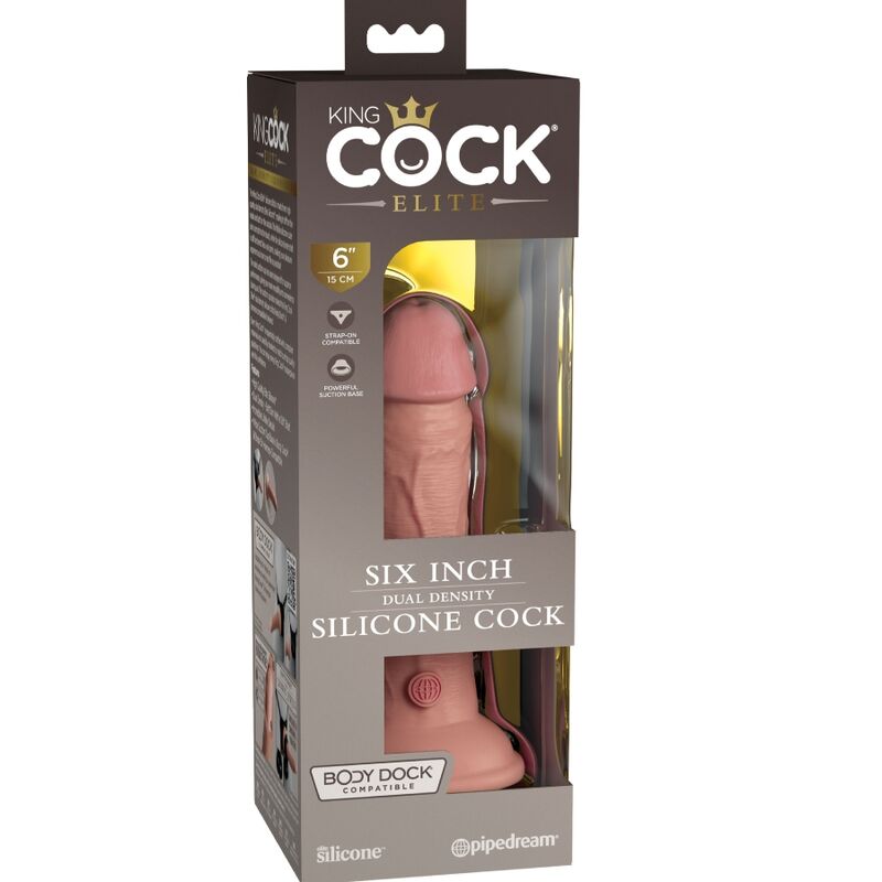 Dildo Realistico Silicone Dual Density King Cock Elite — 15 cm