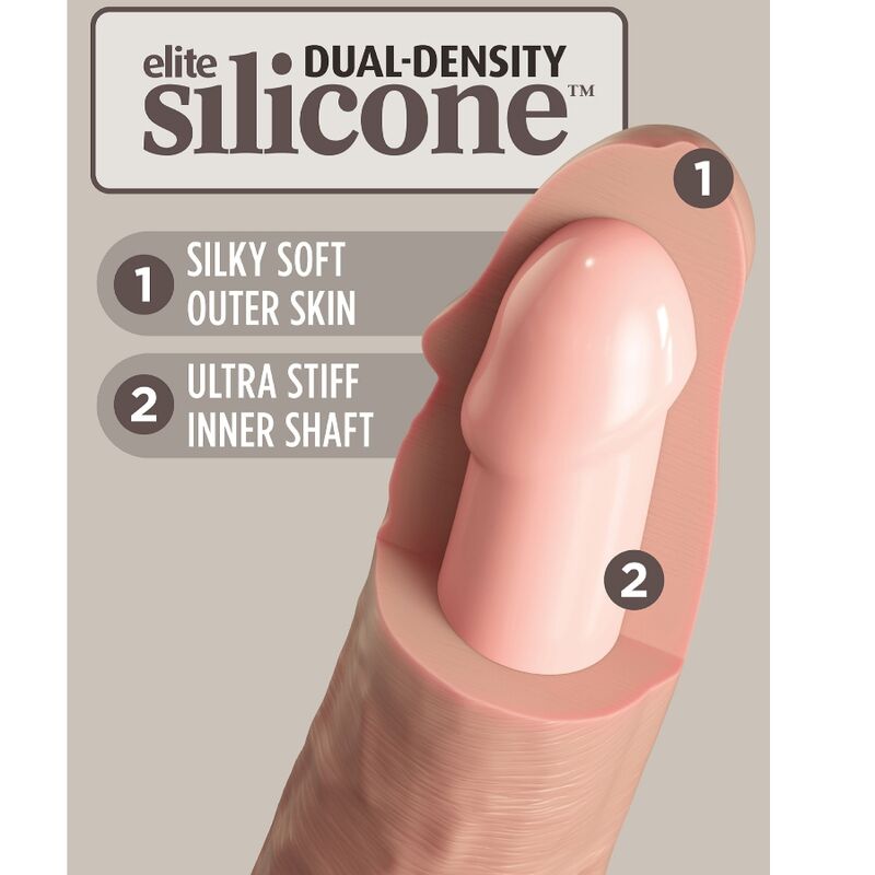 Dildo Realistico Silicone Dual Density King Cock Elite — 15 cm