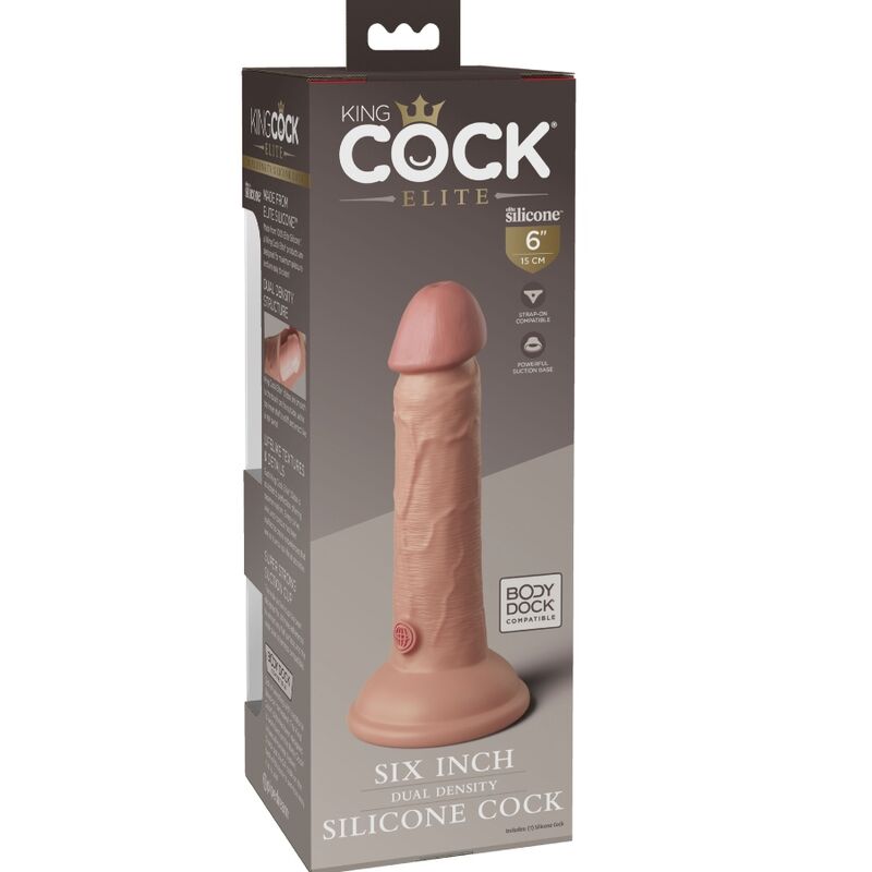 Dildo Realistico Silicone Dual Density King Cock Elite — 15 cm