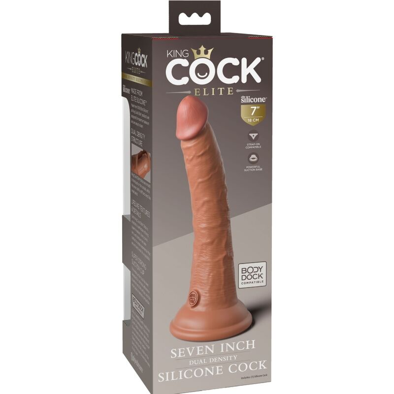 Dildo Realistico Silicone Doppia Densità King Cock Elite — 17,8 cm
