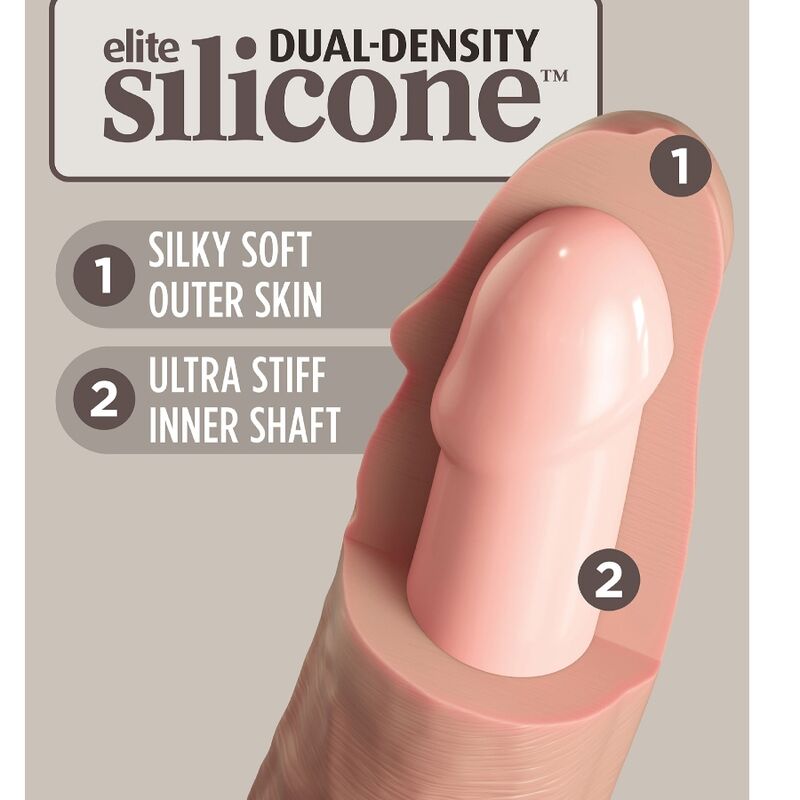 Dildo Realistico Silicone Dual Density King Cock Elite — 17,8 cm