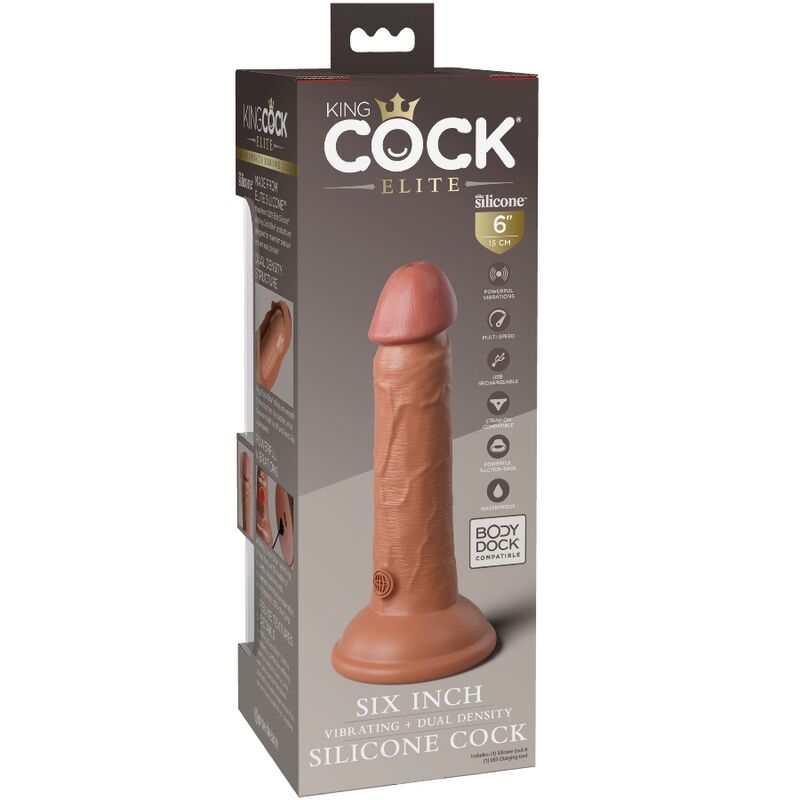 Dildo Realistico Vibrante King Cock Elite — Silicone 15 cm