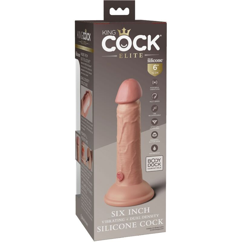Dildo Realistico Vibrante King Cock Elite — Silicone 15 cm