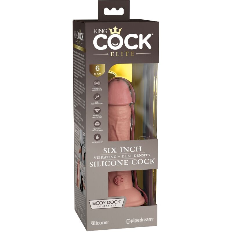 Dildo Realistico Vibrante King Cock Elite — Silicone 15 cm