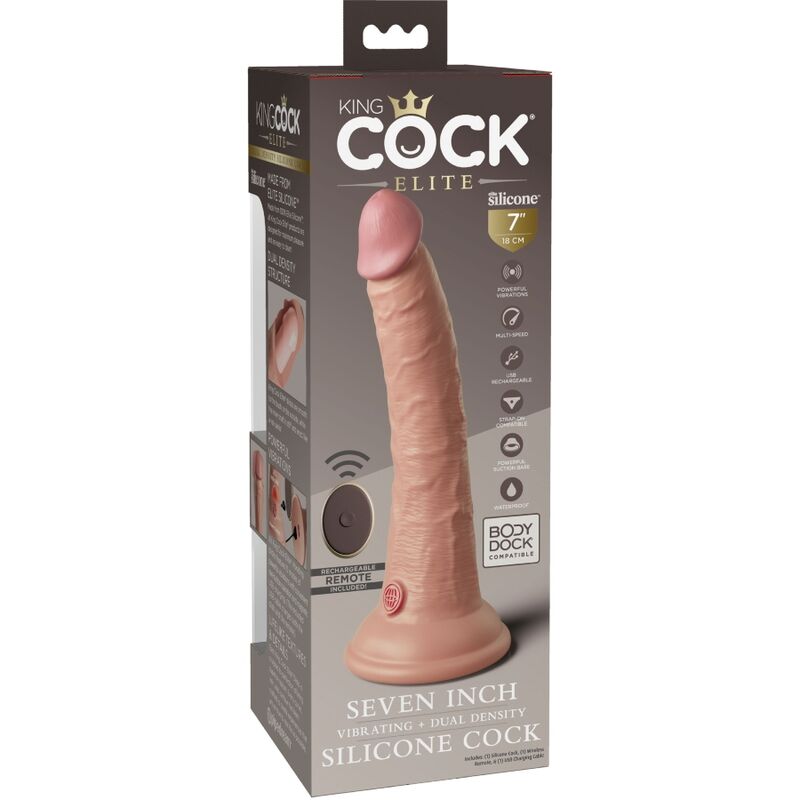 Dildo Realistico Vibrante con Telecomando King Cock Elite — 17,8 cm
