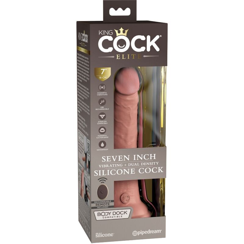 Dildo Realistico Vibrante con Telecomando King Cock Elite — 17,8 cm