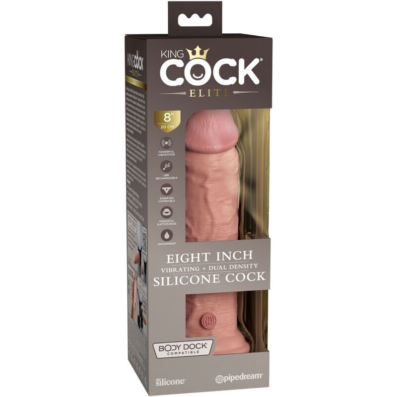 Dildo Realistico Vibrante King Cock Elite — Silicone 20 cm