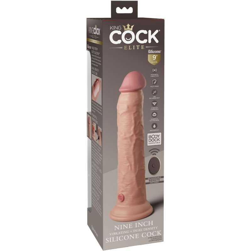 Dildo Realistico Vibrante con Telecomando King Cock Elite — 23 cm