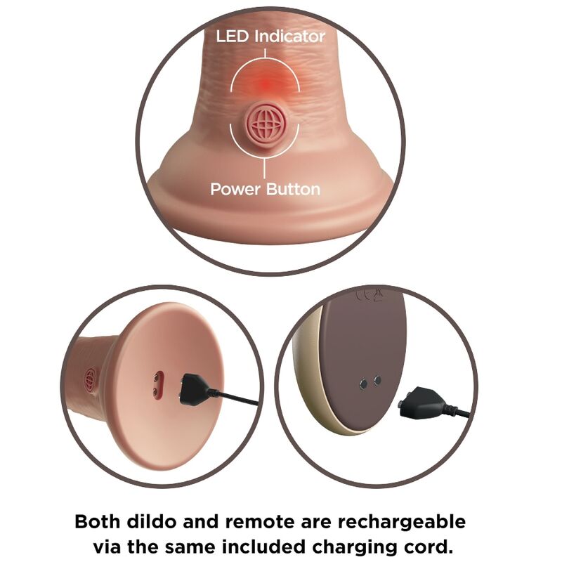 Dildo Realistico Vibrante con Telecomando King Cock Elite — 23 cm