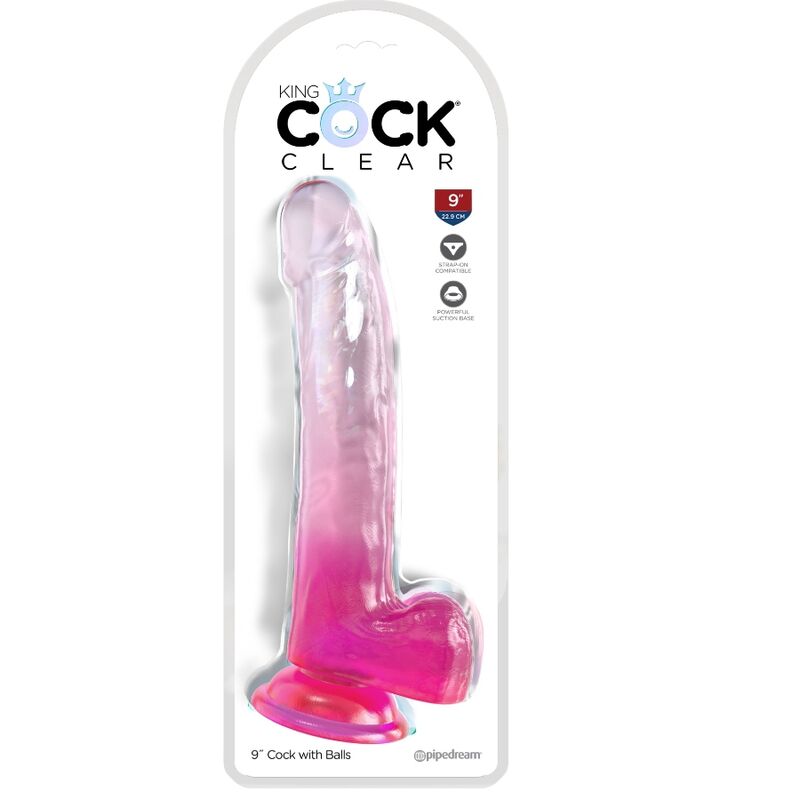 Dildo Realistico King Cock Clear con Testicoli — 20 cm, Rosa