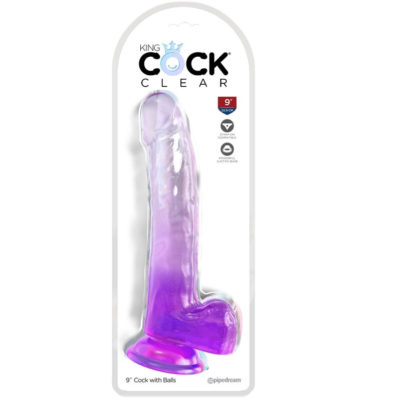 Dildo Realistico con Testicoli King Cock Clear — 20,3 cm Viola