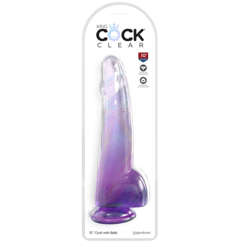 Dildo Realistico con Testicoli King Cock Clear — 19 cm, Viola