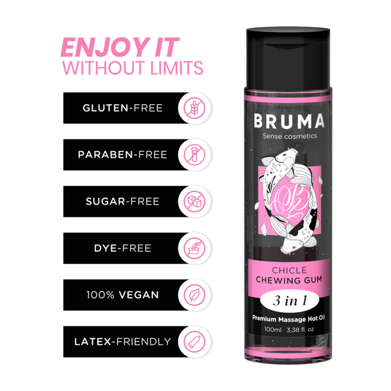 Olio da Massaggio Effetto Calore Bruma — Gusto Bubble Gum, 100 ml