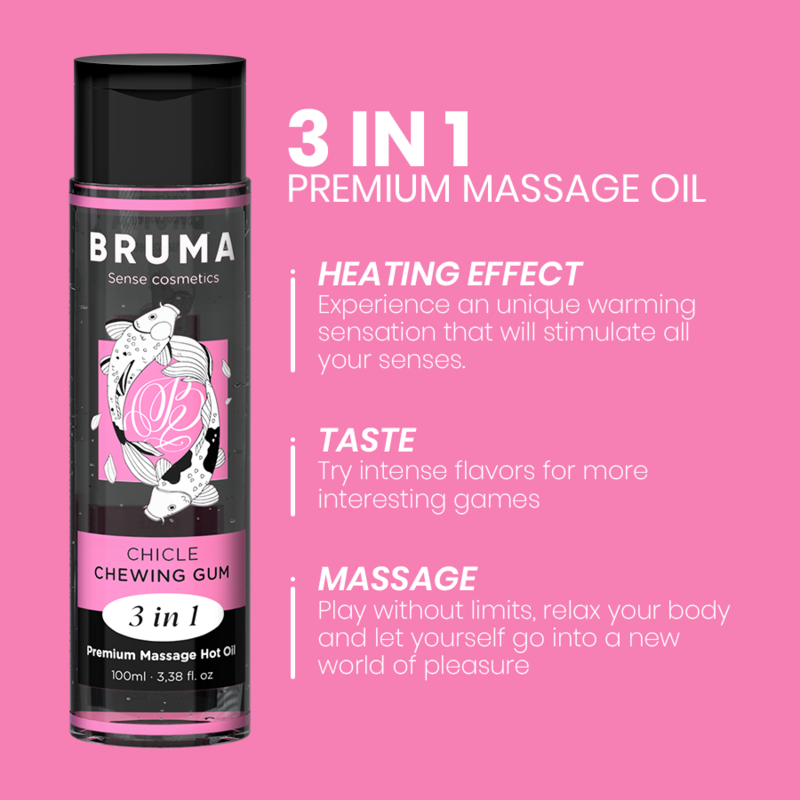 Olio da Massaggio Effetto Calore Bruma — Gusto Bubble Gum, 100 ml