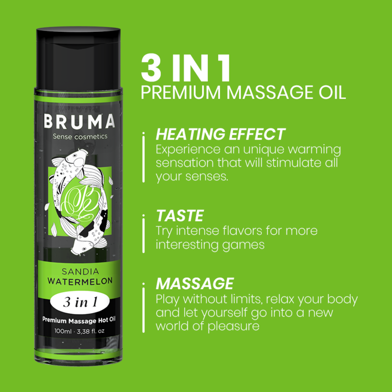 Olio da Massaggio Erotico Bruma — Effetto Calore, Anguria 100 ml