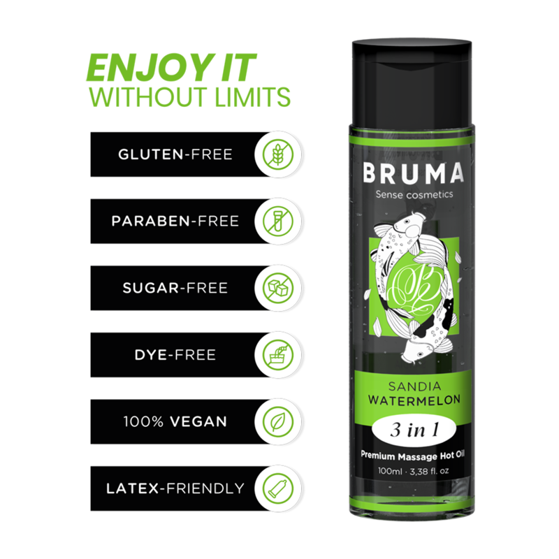Olio da Massaggio Erotico Bruma — Effetto Calore, Anguria 100 ml