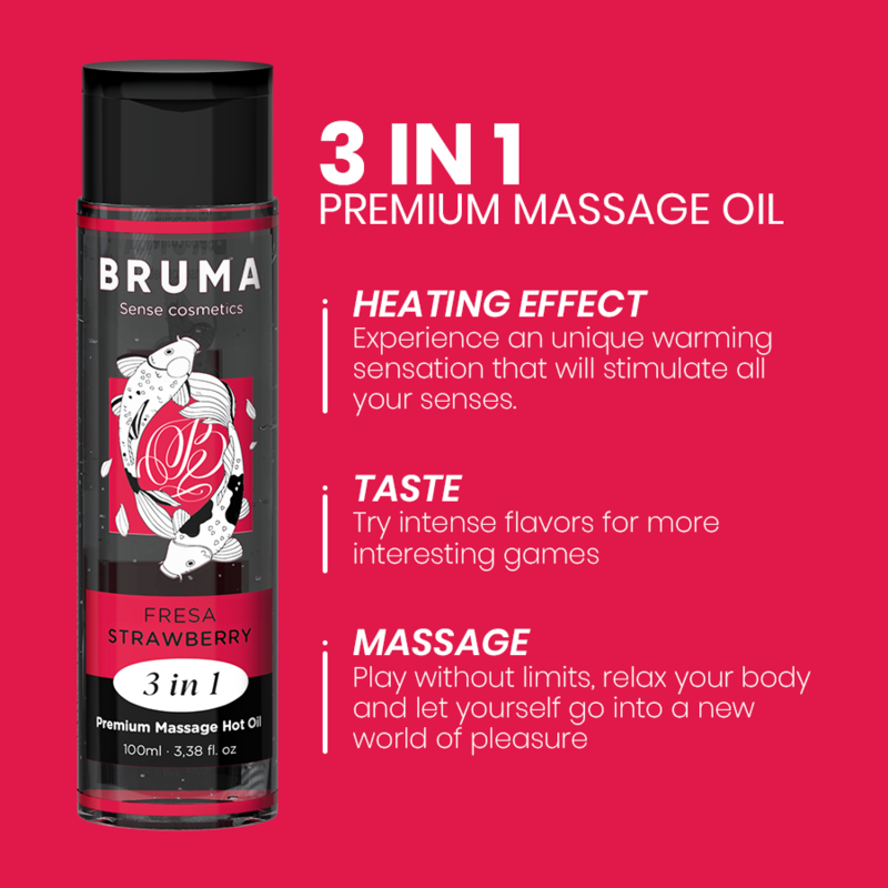 Olio da Massaggio Erotico Effetto Calore Bruma — Fragola 100 ml
