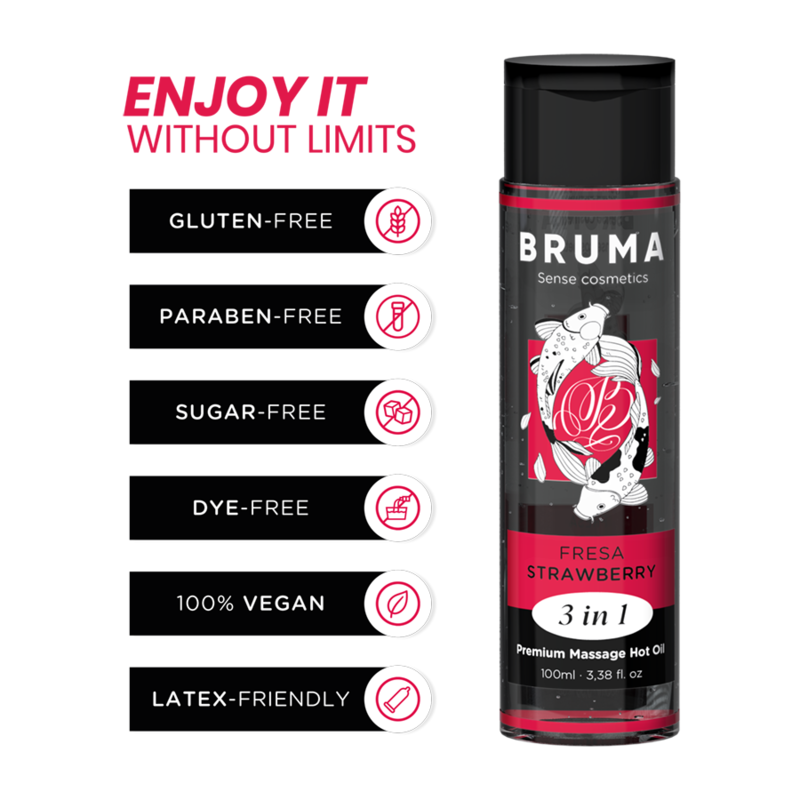 Olio da Massaggio Erotico Effetto Calore Bruma — Fragola 100 ml