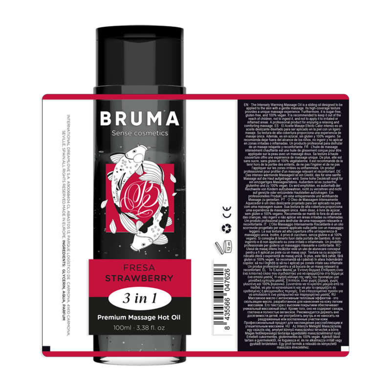 Olio da Massaggio Erotico Effetto Calore Bruma — Fragola 100 ml