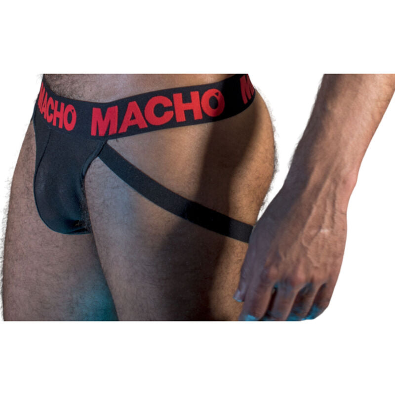 Jockstrap Semitrasparente Macho MX26X2 — Nero/Rosso, S