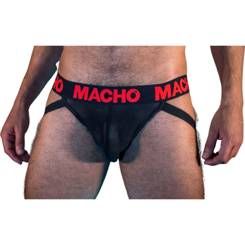 Sospensorio Jock Semitrasparente Macho MX26X2 — Nero/Rosso, M