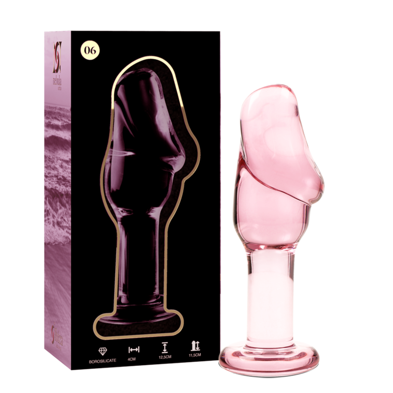 Plug Anale in Vetro Borosilicato Nebula Series Modello 6 — Rosa 12.5 cm