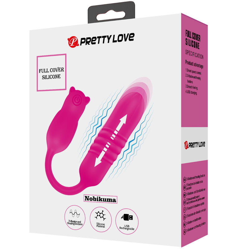 Uovo Vibrante Push in Silicone Pretty Love Nobikuma — Rosa